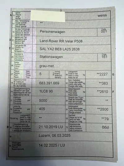 Land Rover Range Rover Velar 5.0 V8 — SUV Luxe Haute Performance, 54'314 km — détail
