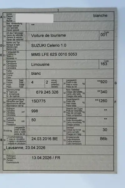 Suzuki Celerio 1.0 Unico 2016 — Citadine économique, sans accident, entretien minime — tableau de bord