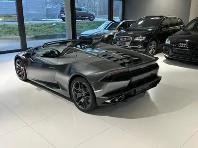 Lamborghini Huracán Spyder 2018 — Cabriolet italien 610 ch, entretien Lamborghini complet — vista posteriore