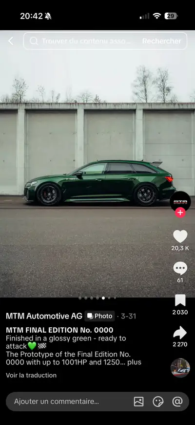 Audi RS6 Avant 4.0 V8 TFSI Quattro — Performance extrême et polyvalence familiale — côté