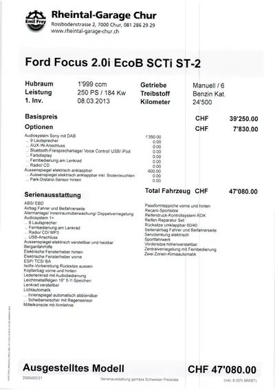 Ford Focus 2.0i EcoB ST-2 — Performance sportive et fiabilité mécanique reconnue — Miniature 9