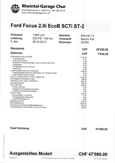 Ford Focus 2.0i EcoB ST-2 — Performance sportive et fiabilité mécanique reconnue — Miniature 8