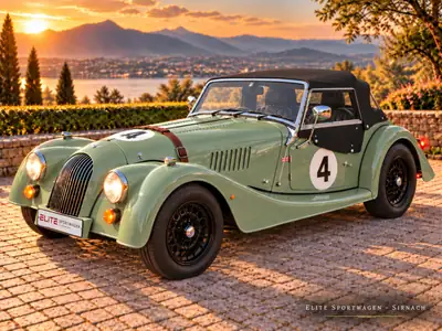 Morgan Plus 4 2.0 Swiss Pack — Roadster britannique d'exception, 9 800 km seulement — side view