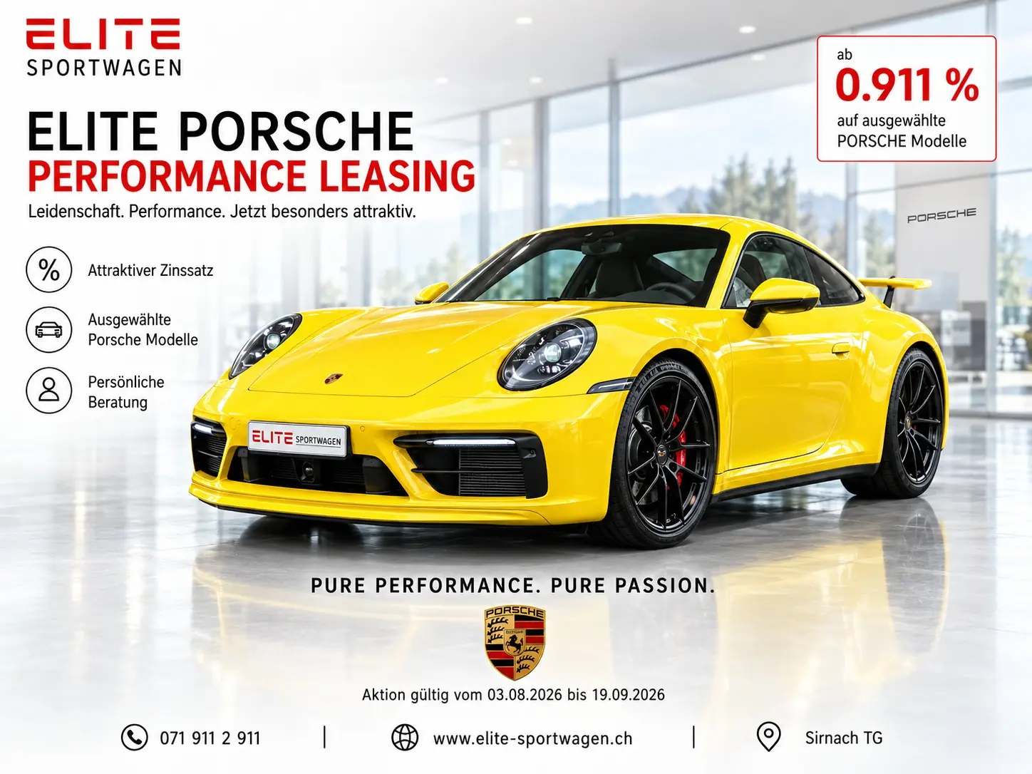 Porsche 911 Carrera 4S PDK — Coupé mythique jaune, 450 ch et direction arrière