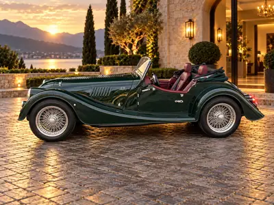 Morgan Plus Four 2.0 Automatik — Roadster british iconique, 258 ch, cuir Mulberry — fianco