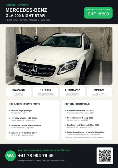 Mercedes-Benz GLA 200 — Compact SUV urbain, 156 PS et deux jeux de pneus — exterior view