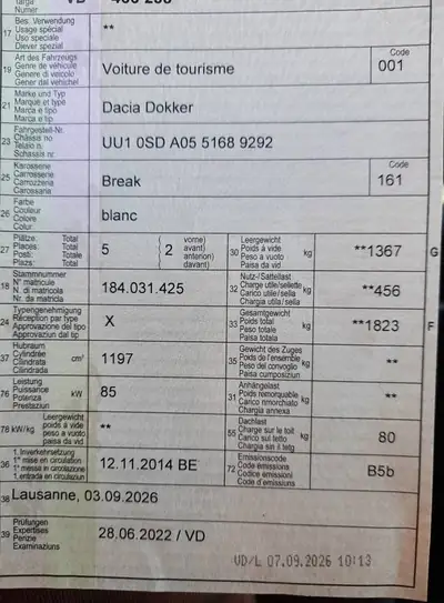 Dacia Dokker 1.2 TCe Ambiance — Monospace pratique et robuste, 102 000 km — Seitenansicht