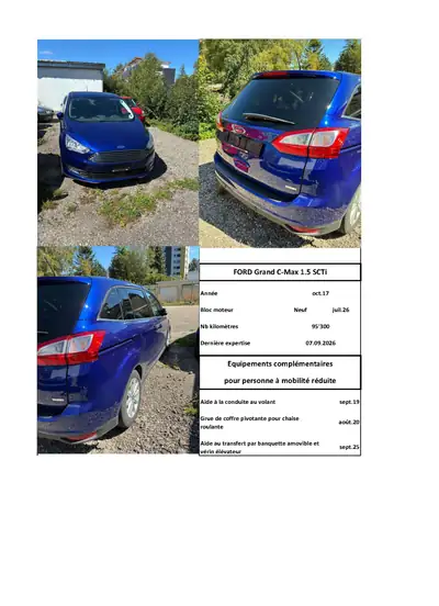Ford Grand C-MAX 1.5i EcoBoost 150 — Monospace familial robuste, 95 300 km — Innenraum