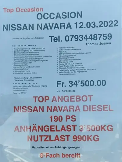 Nissan Navara 2022 — Pick-up robuste 4x4, 52 800 km, diesel automatique — Miniatur 10