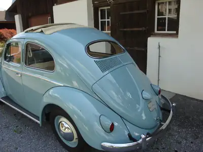 VW Käfer Oval 1955 — Légende restaurée, toit pliant d'origine — Miniature 8