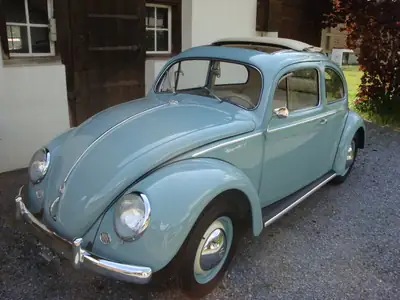 VW Käfer Oval 1955 — Légende restaurée, toit pliant d'origine — Miniature 9