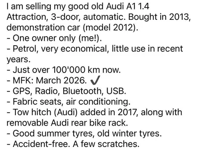 Audi A1 1.4 Essence Automatique — Compact urbain économique, 106'600 km, entretien suivi — Armaturenbrett