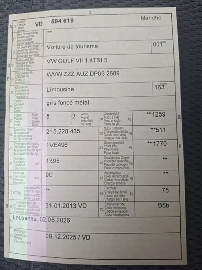 VW Golf 122 ch — Berline polyvalente automatique, 143'000 km — Detail